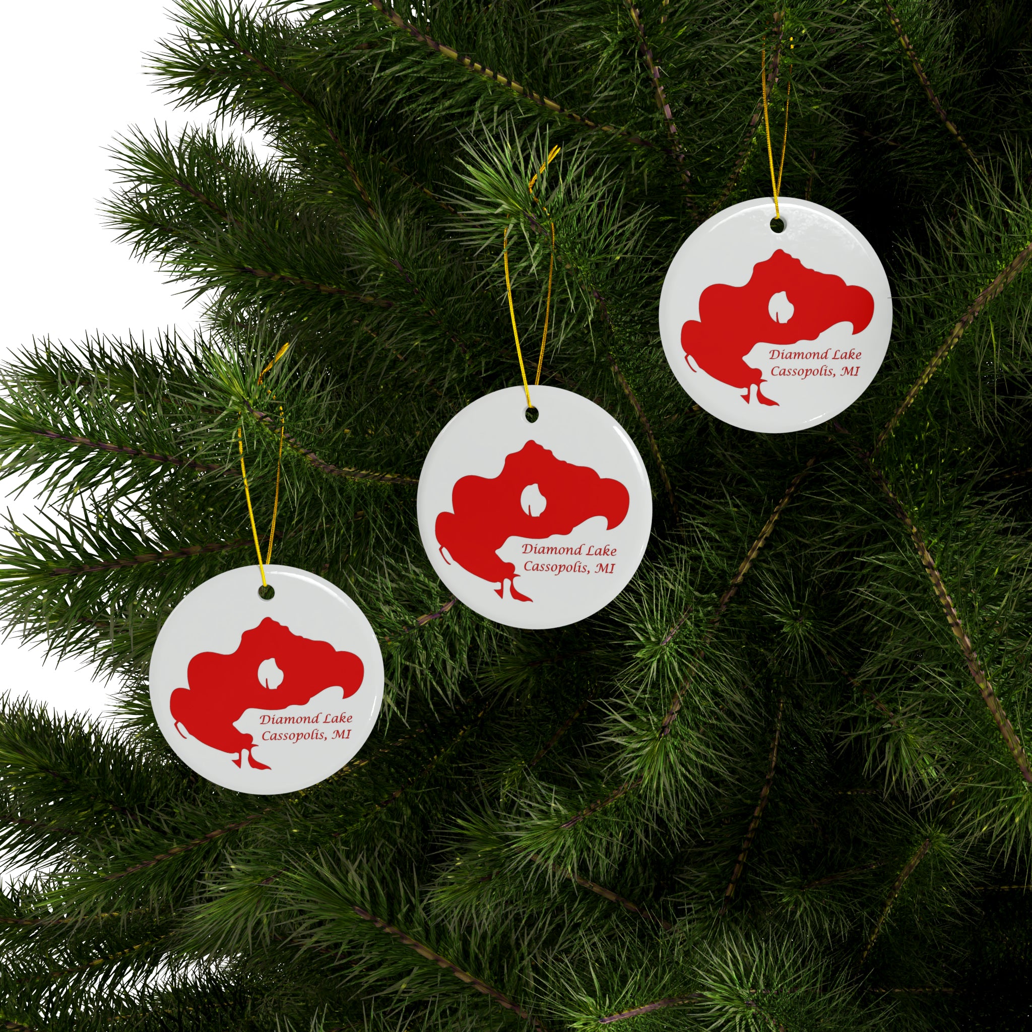 Diamond Lake Ceramic Holiday Ornaments (1pc, 3pcs, 5pcs, 10pcs)