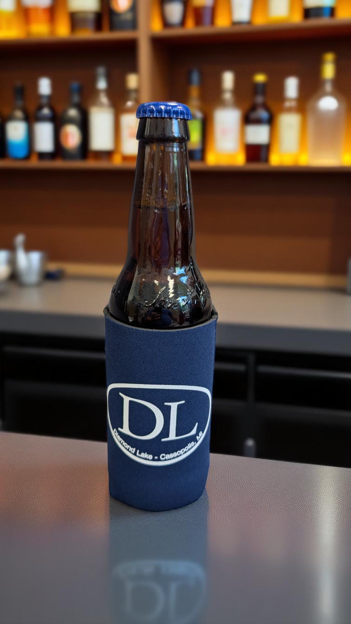 Diamond Lake DL Oval Logo Koozie SKINNY