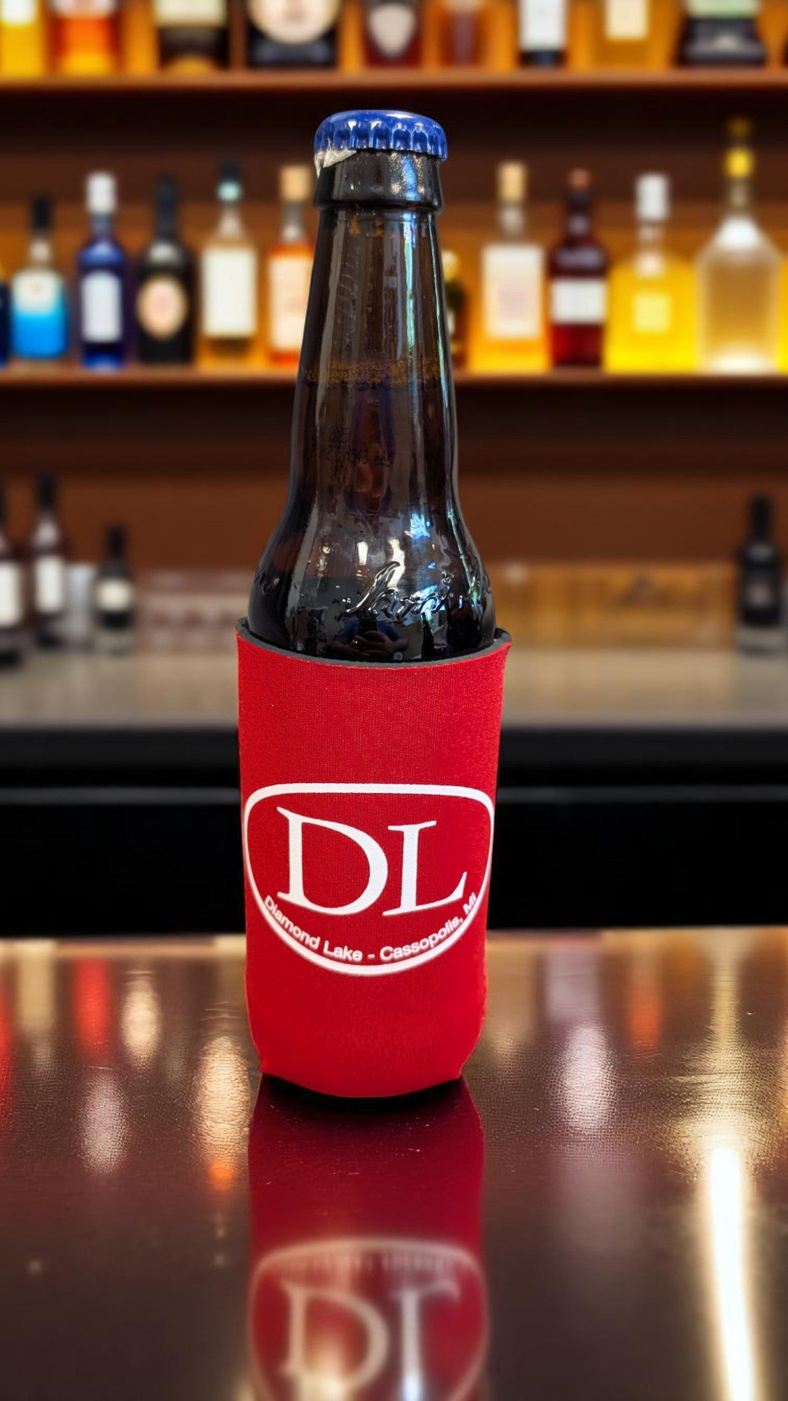 Diamond Lake DL Oval Logo Koozie SKINNY