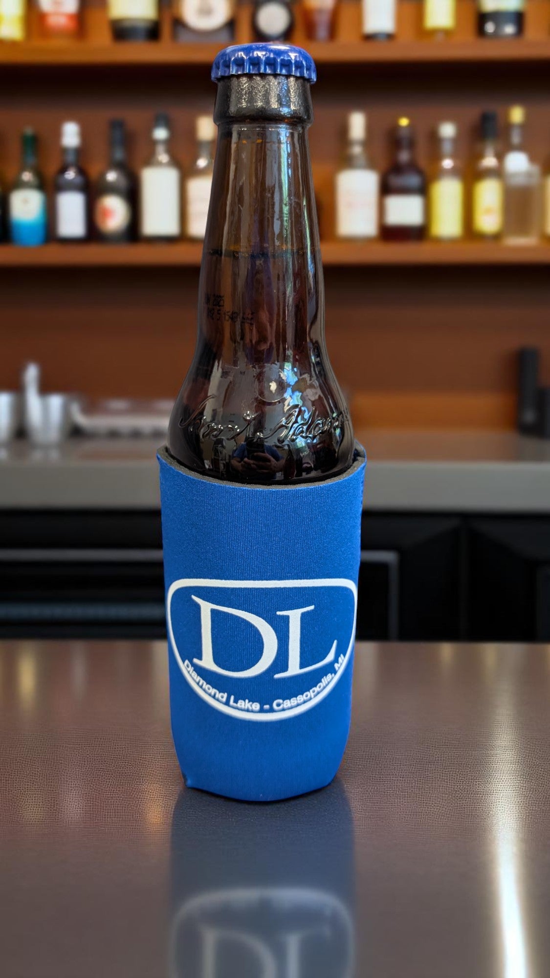 Diamond Lake DL Oval Logo Koozie SKINNY