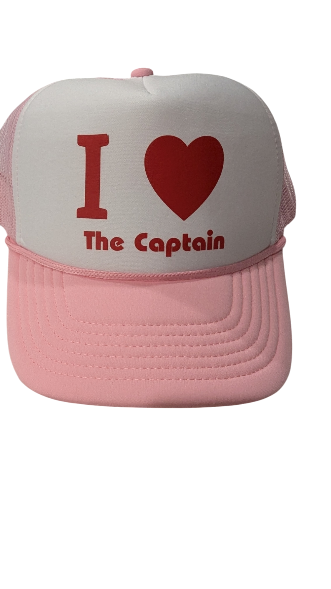 Foam Trucker Rope Hat Pink/ White I love the Captain