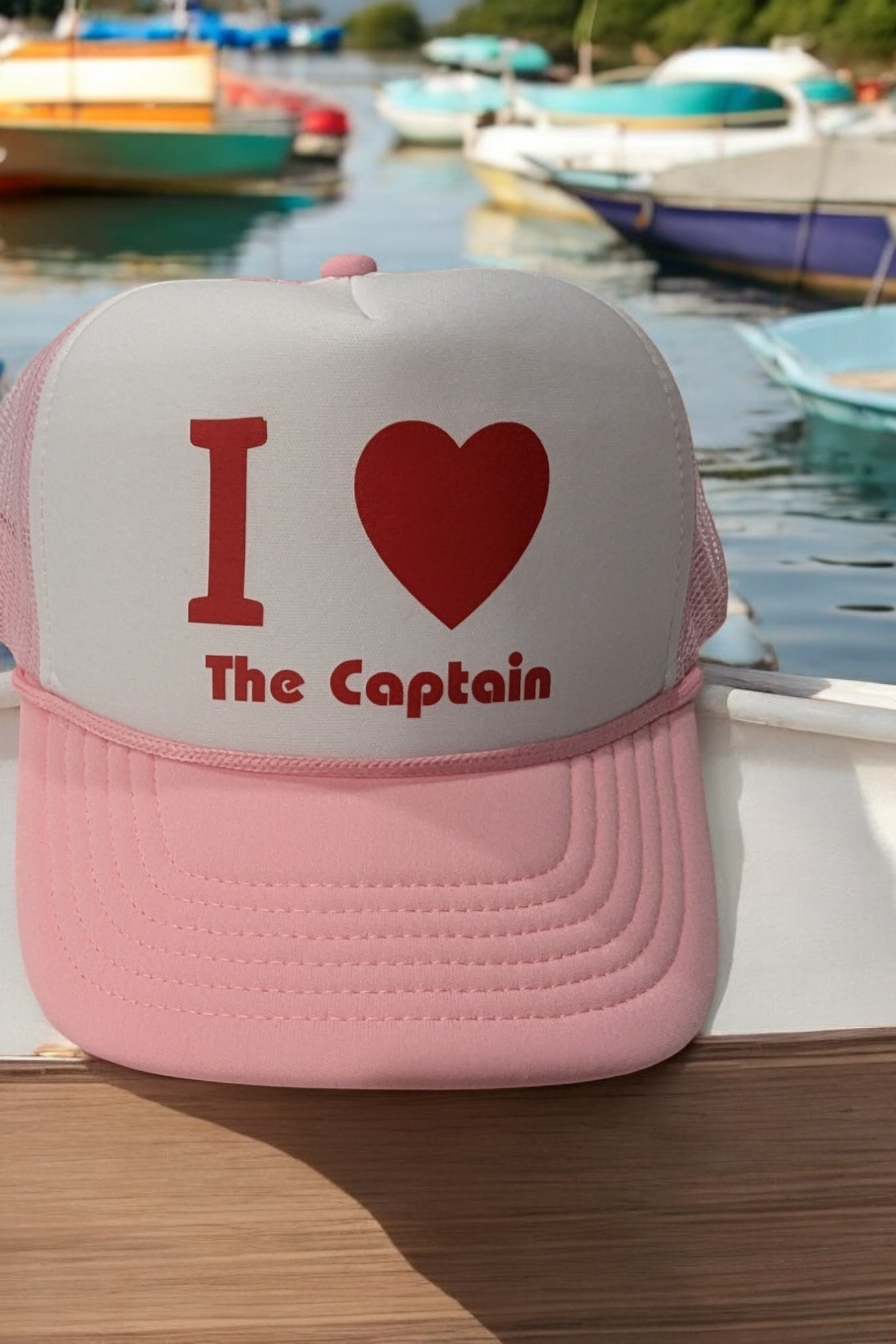 Foam Trucker Rope Hat Pink/ White I love the Captain