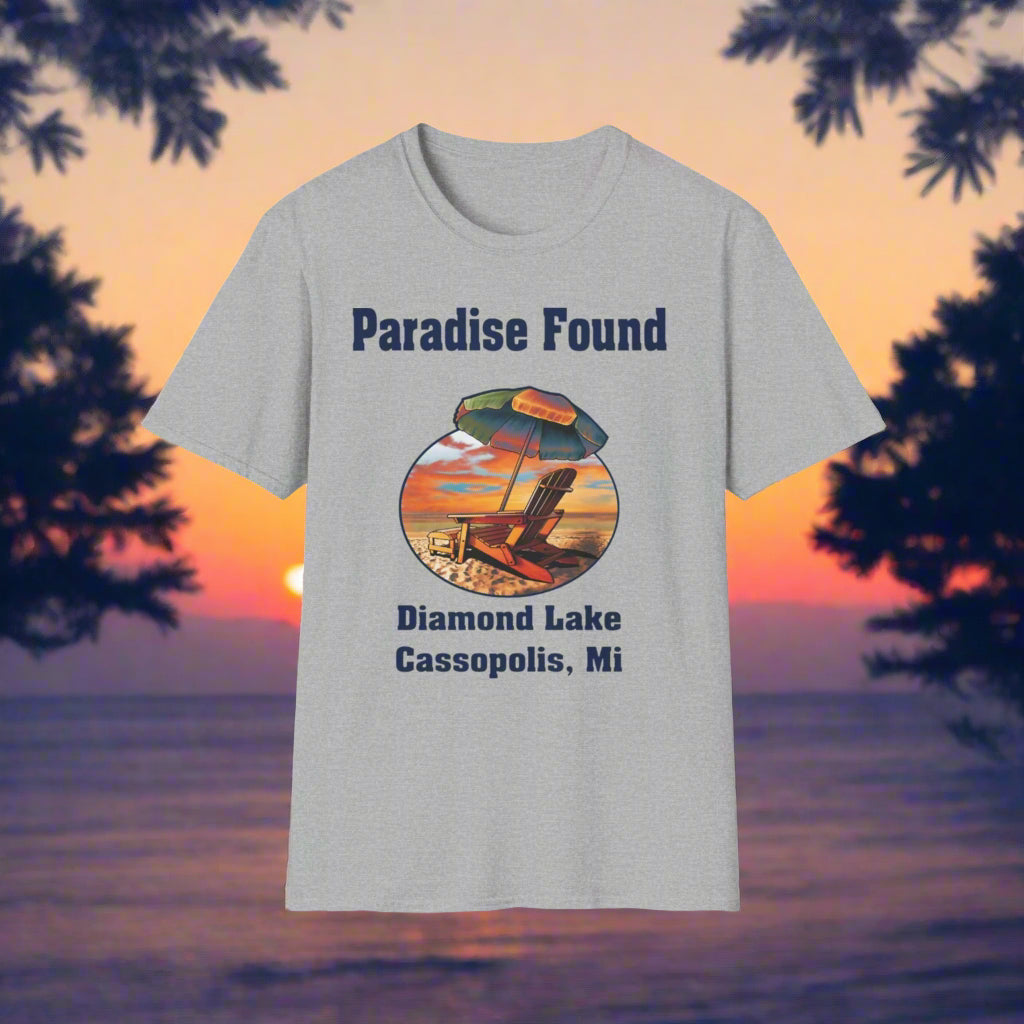 Paradise Found Unisex Softstyle T-Shirt - Perfect for Summer Getaways and Lake Days