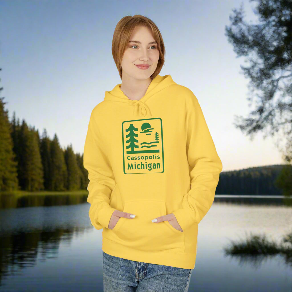 Cassopolis Michigan Nature Fleece Hoodie - Unisex Midweight Sweatshirt