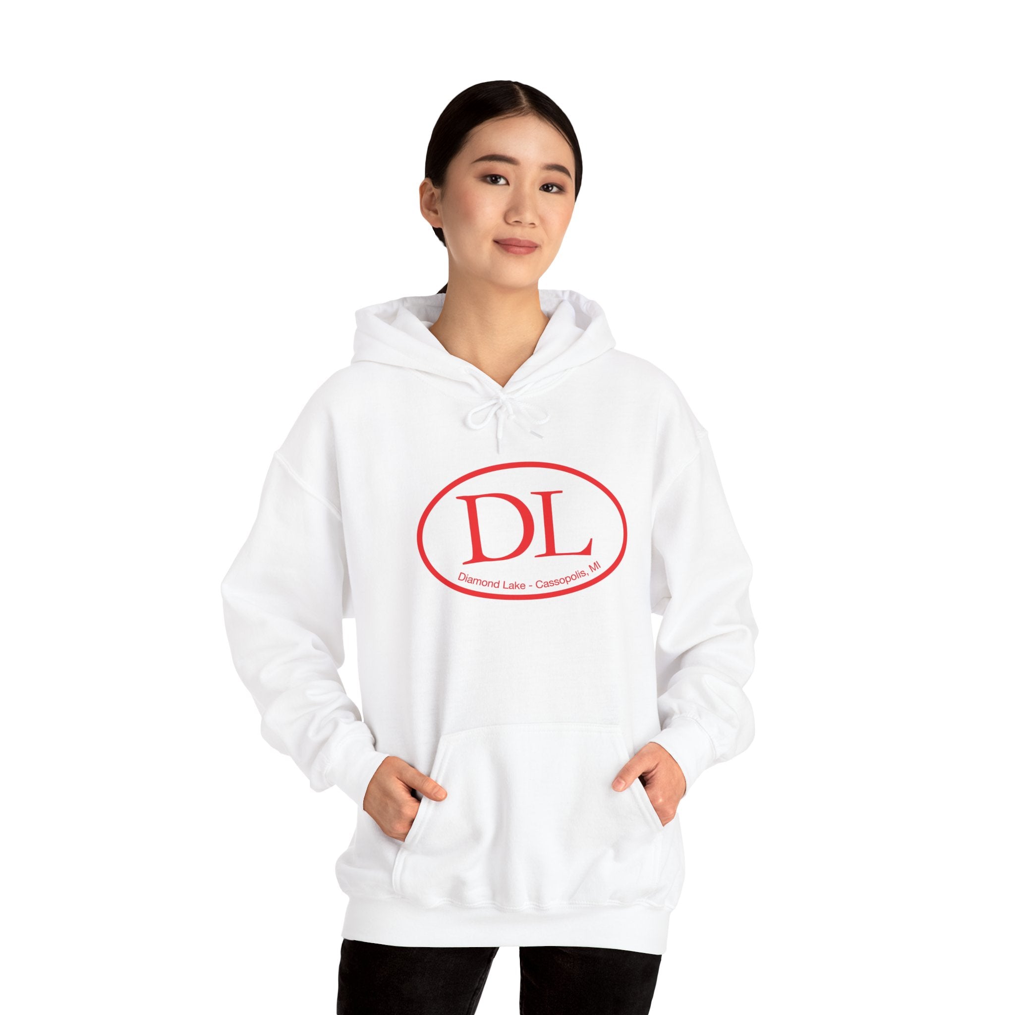 Diamond Lake Oval Logo  Red Unisex Heavy Blend™ Hooded Sweatshirt
