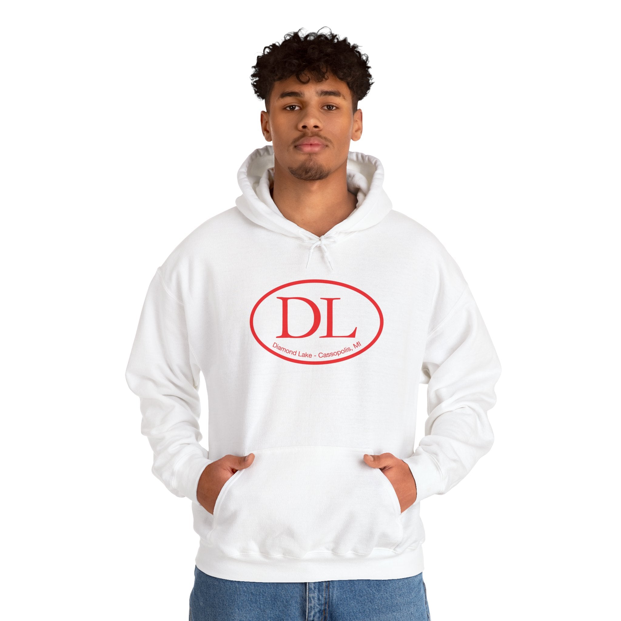 Diamond Lake Oval Logo  Red Unisex Heavy Blend™ Hooded Sweatshirt