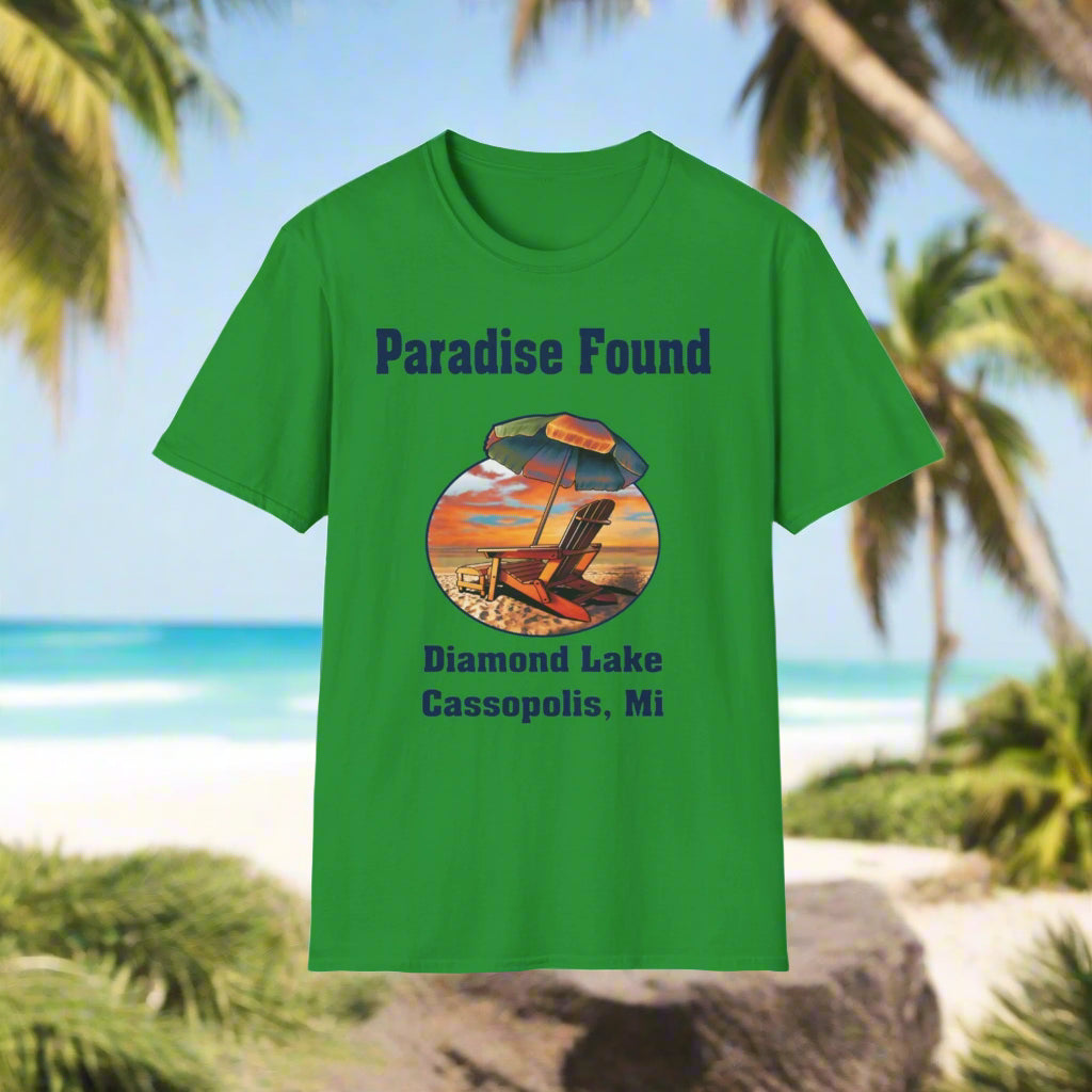 Paradise Found Unisex Softstyle T-Shirt - Perfect for Summer Getaways and Lake Days