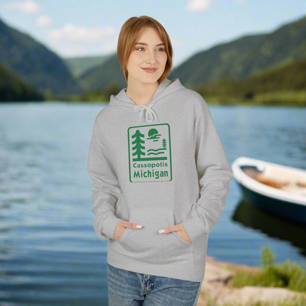 Cassopolis Michigan Nature Fleece Hoodie - Unisex Midweight Sweatshirt