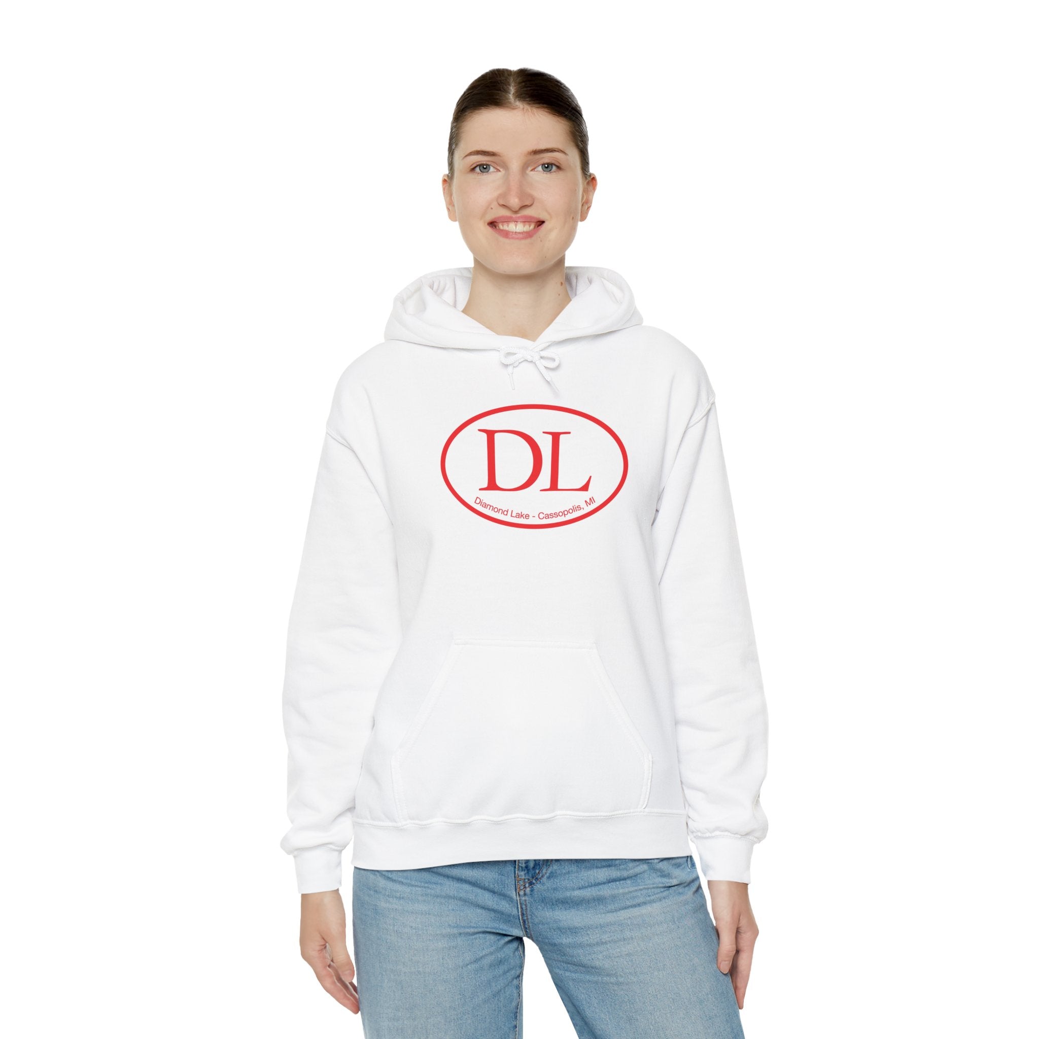 Diamond Lake Oval Logo  Red Unisex Heavy Blend™ Hooded Sweatshirt