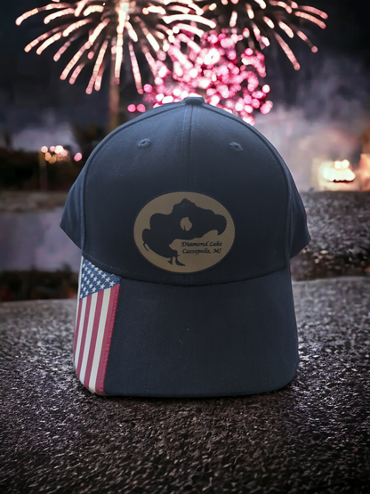 Diamond Lake Baseball Hat with USA Flag