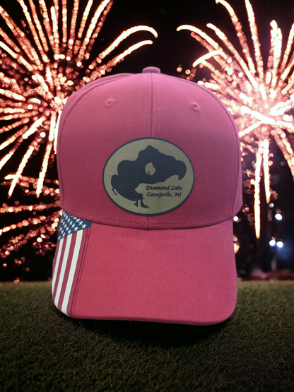 Diamond Lake Baseball Hat with USA Flag