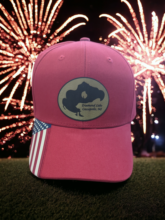 Diamond Lake Baseball Hat with USA Flag