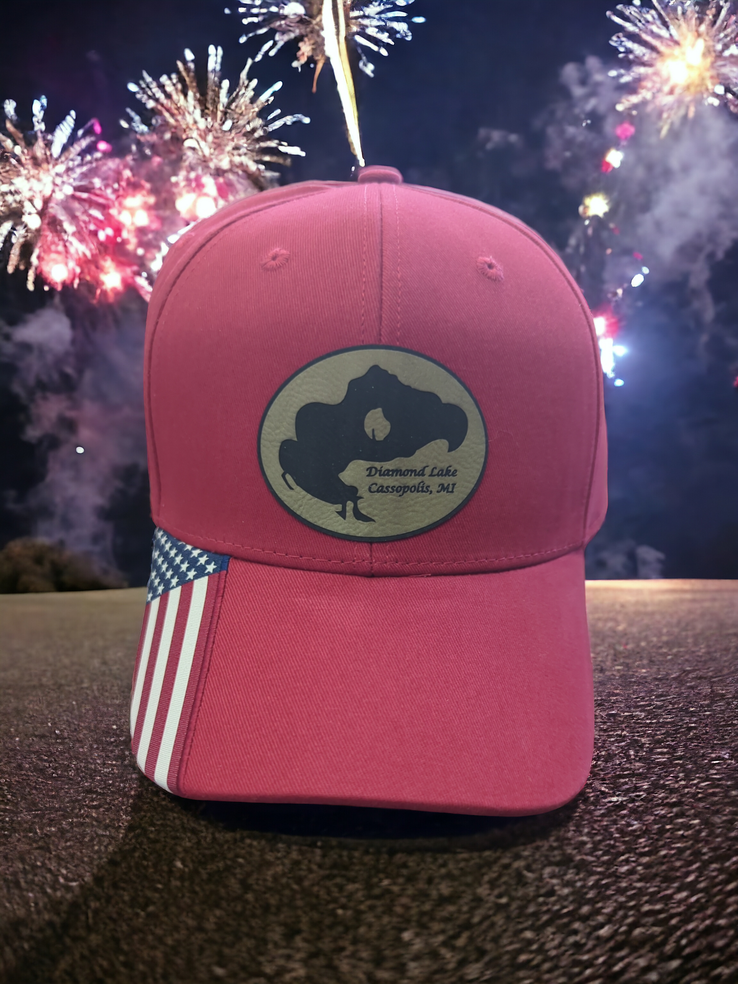 Diamond Lake Baseball Hat with USA Flag